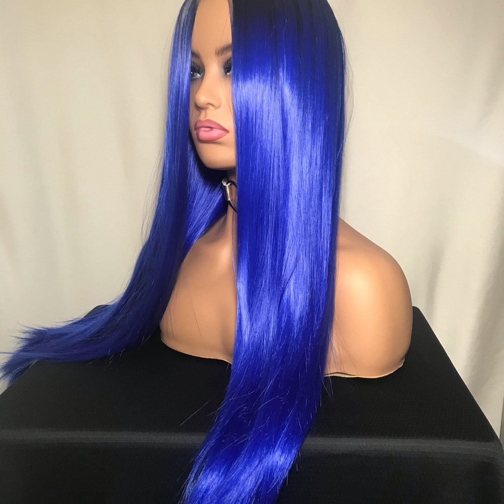 Wig 26” Vibrant Blue Ombré NEW